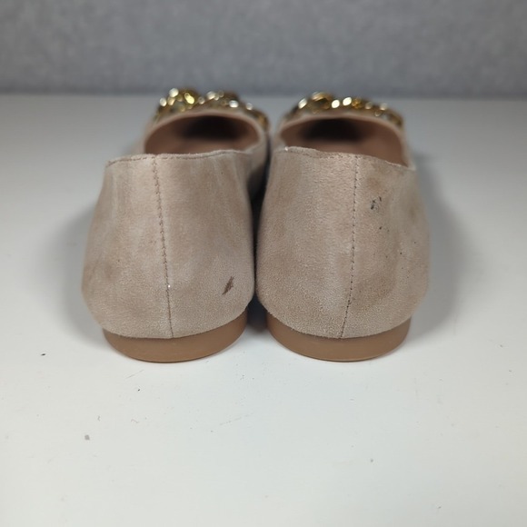 Steve Madden Forge Suede Pointy Flats Tan  Women's Size 6.5M Chunky Chain Detail - Picture 7 of 11